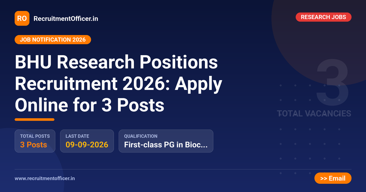BHU Research Positions Recruitment 2026: Apply Online for 3 Posts - RecruitmentOfficer.in