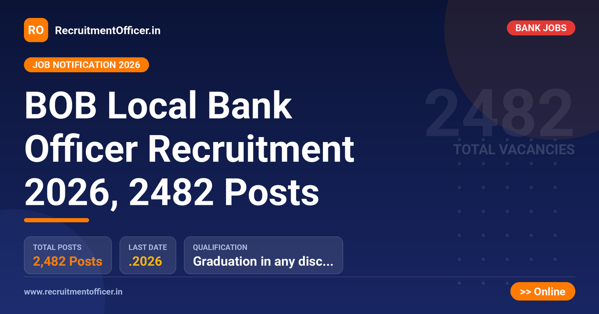 BOB Local Bank Officer Recruitment 2026, 2482 Posts 1 BOB Local Bank Officer Recruitment 2026, 2482 Posts - RecruitmentOfficer.in