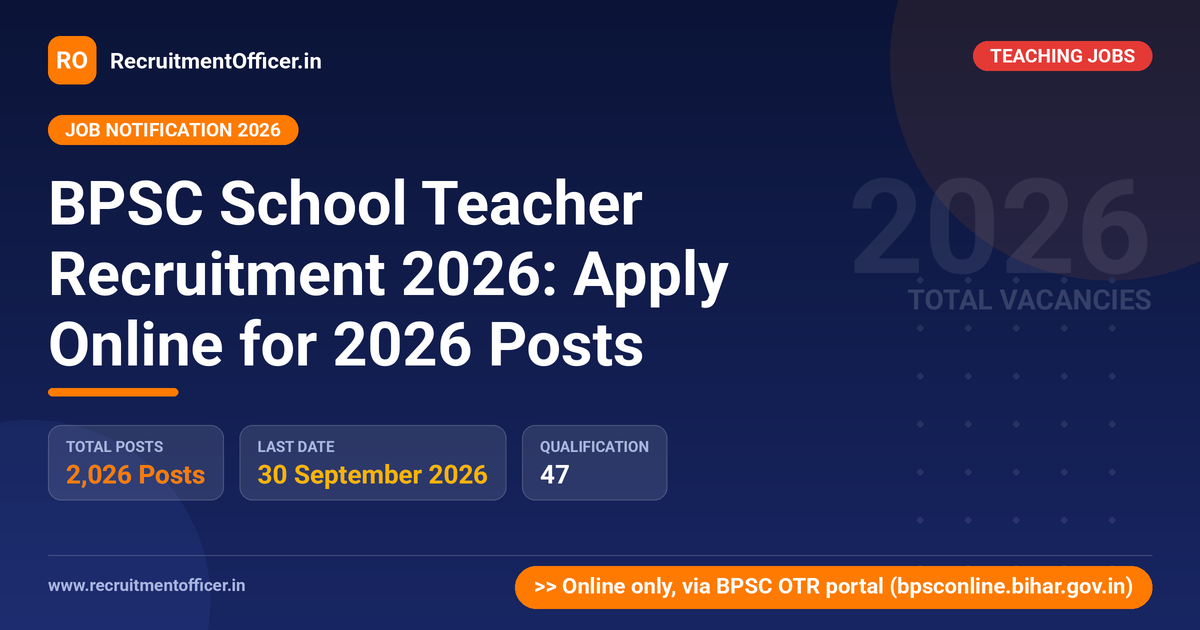 BPSC School Teacher Recruitment 2026: Apply Online for 2026 Posts 1 BPSC School Teacher Recruitment 2026: Apply Online for 2026 Posts - RecruitmentOfficer.in