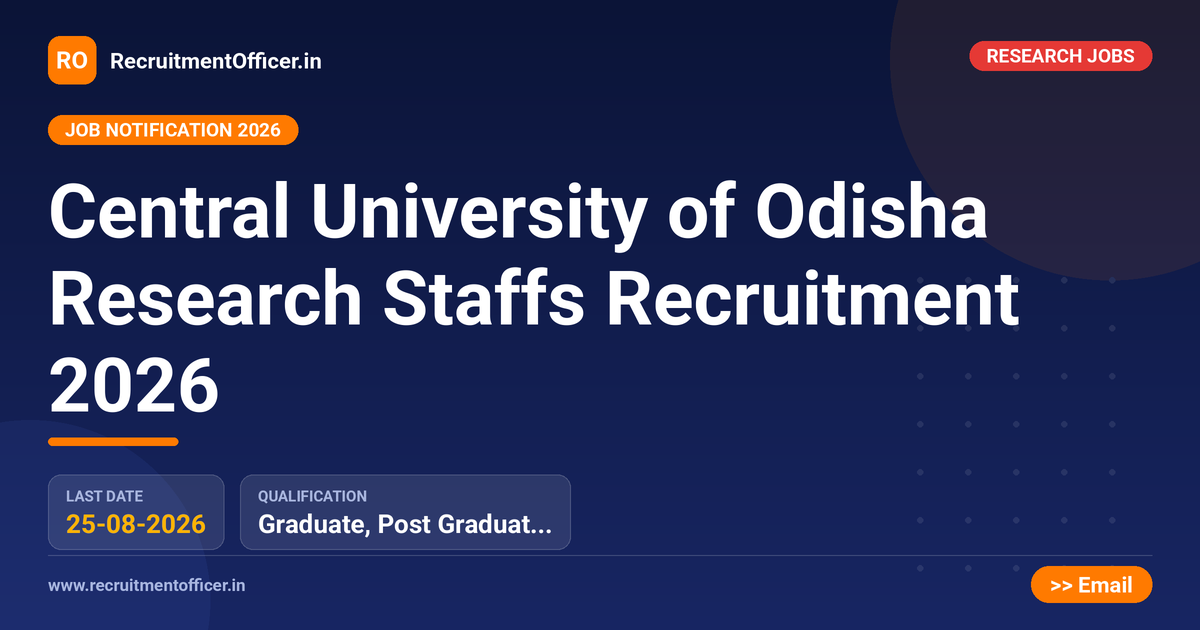Central University of Odisha Research Staffs Recruitment 2026 - RecruitmentOfficer.in