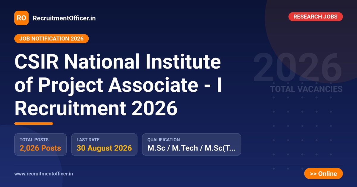 CSIR National Institute of Project Associate - I Recruitment 2026 - RecruitmentOfficer.in
