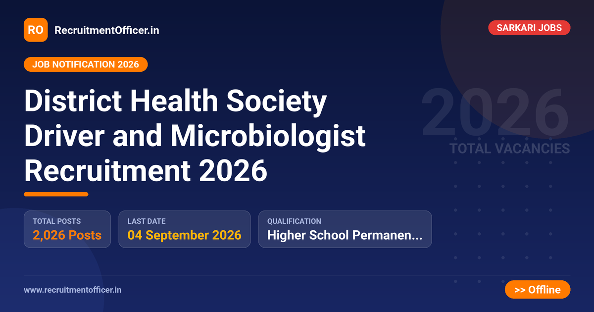 District Health Society Driver and Microbiologist Recruitment 2026 - RecruitmentOfficer.in