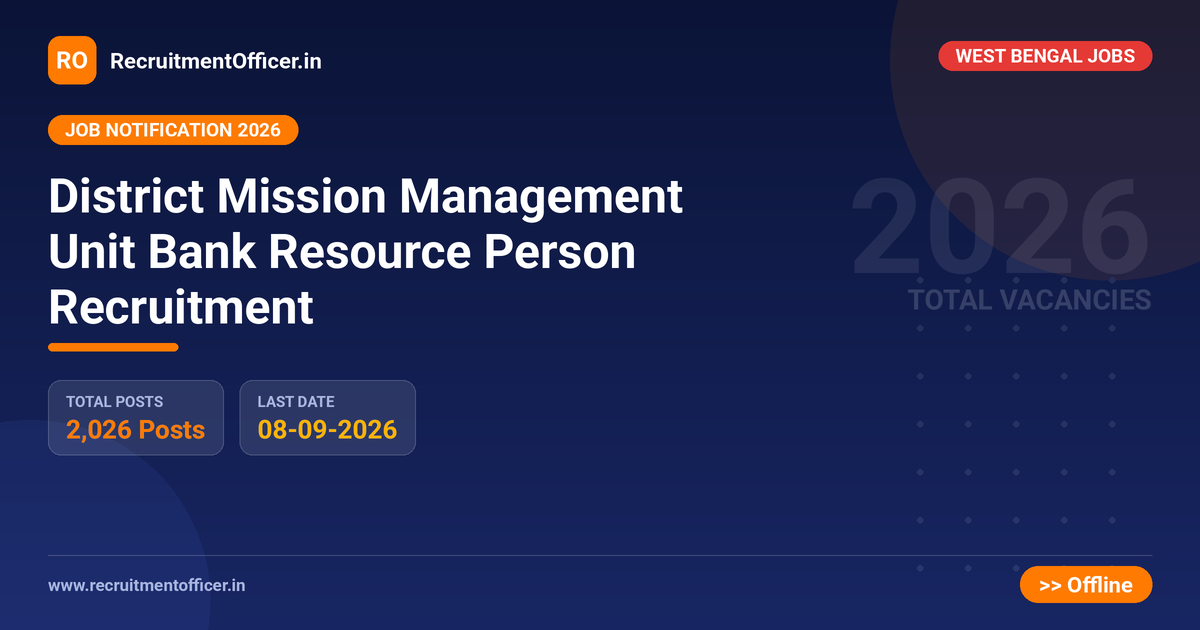 District Mission Management Unit Bank Resource Person Recruitment 1 District Mission Management Unit Bank Resource Person Recruitment - RecruitmentOfficer.in