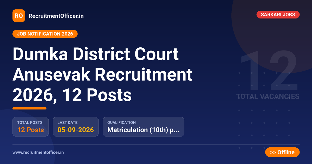 Dumka District Court Anusevak Recruitment 2026, 12 Posts - RecruitmentOfficer.in