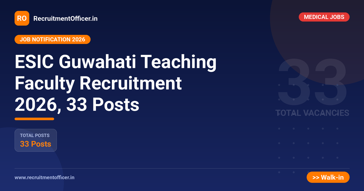 ESIC Guwahati Teaching Faculty Recruitment 2026, 33 Posts 1 ESIC Guwahati Teaching Faculty Recruitment 2026, 33 Posts - RecruitmentOfficer.in
