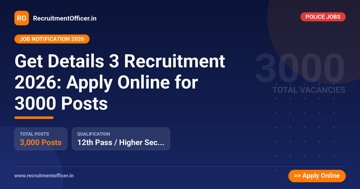 Get Details 3 Recruitment 2026: Apply Online for 3000 Posts - RecruitmentOfficer.in