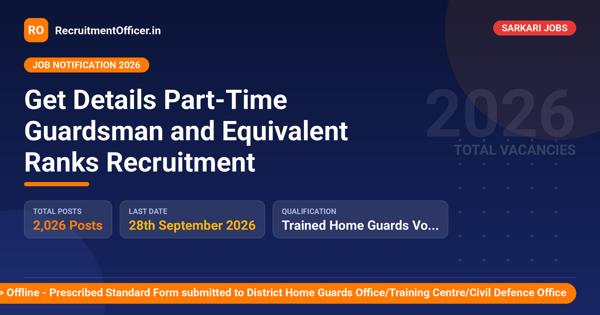 Get Details Part-Time Guardsman and Equivalent Ranks Recruitment 1 Get Details Part-Time Guardsman and Equivalent Ranks Recruitment - RecruitmentOfficer.in