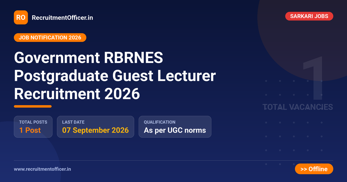 Government RBRNES Postgraduate Guest Lecturer Recruitment 2026 - RecruitmentOfficer.in