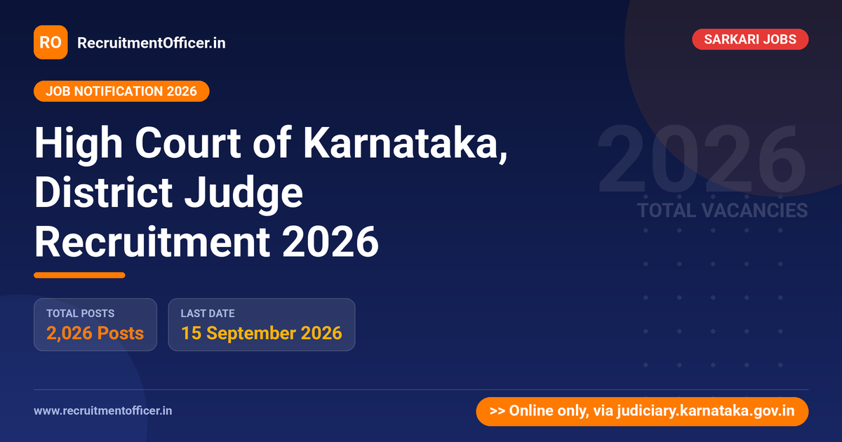 High Court of Karnataka, District Judge Recruitment 2026 - RecruitmentOfficer.in