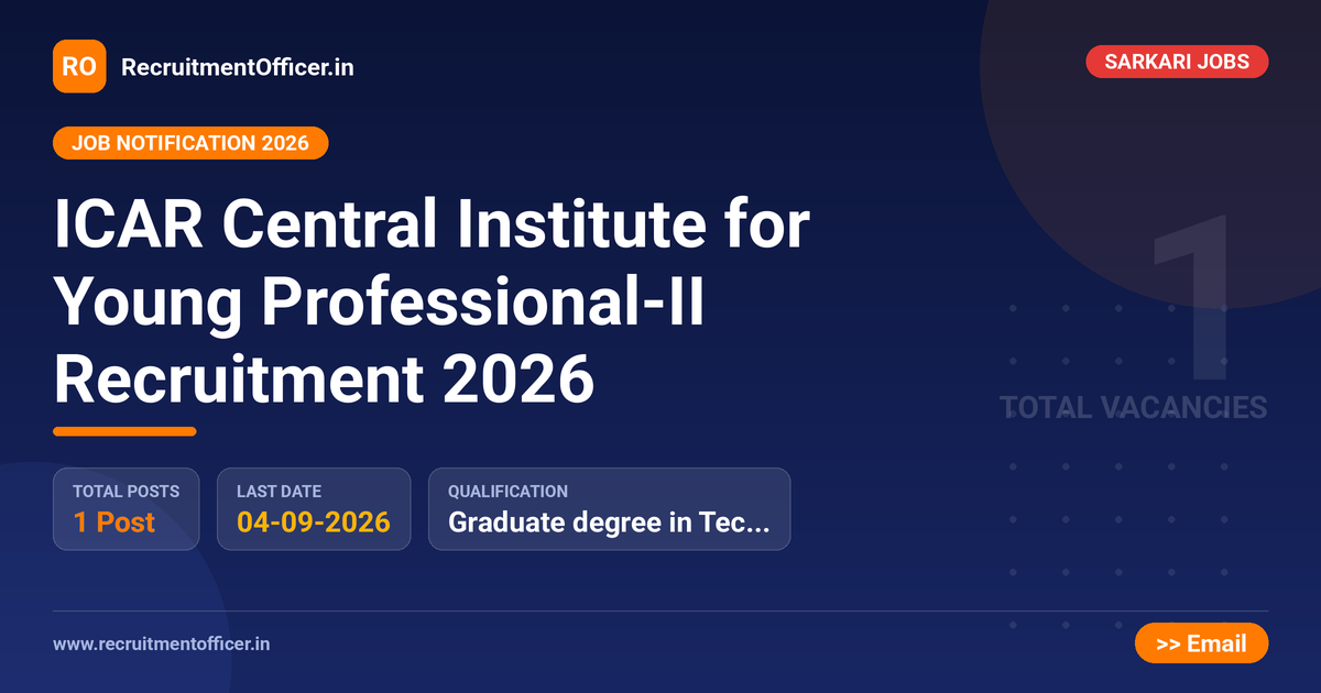 ICAR Central Institute for Young Professional-II Recruitment 2026 1 ICAR Central Institute for Young Professional-II Recruitment 2026 - RecruitmentOfficer.in