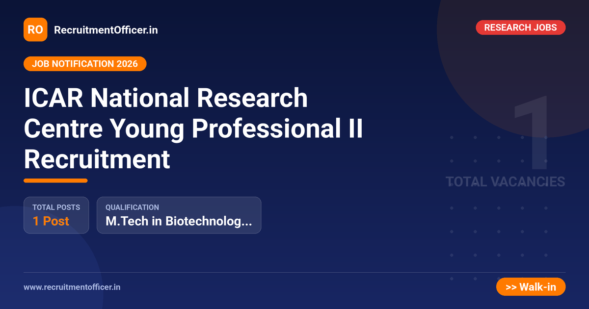 ICAR National Research Centre Young Professional II Recruitment - RecruitmentOfficer.in