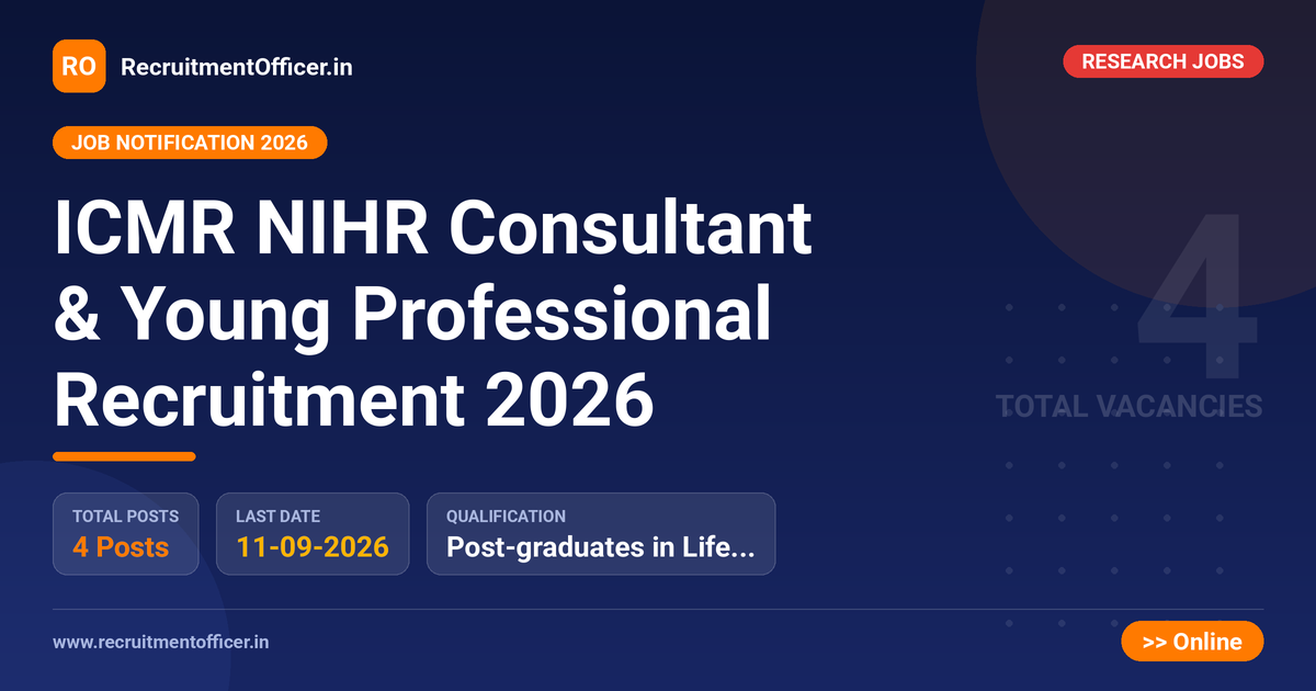 ICMR NIHR Consultant & Young Professional Recruitment 2026 1 ICMR NIHR Consultant & Young Professional Recruitment 2026 - RecruitmentOfficer.in