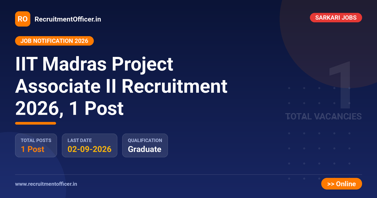 IIT Madras Project Associate II Recruitment 2026, 1 Post - RecruitmentOfficer.in