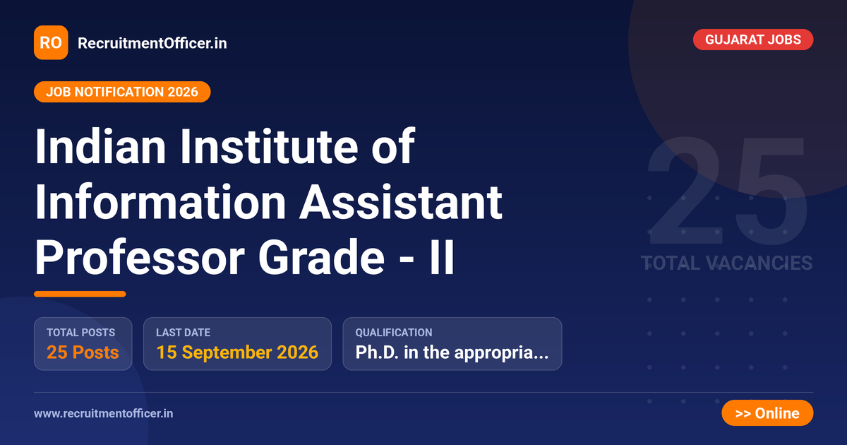 Indian Institute of Information Assistant Professor Grade - II 1 Indian Institute of Information Assistant Professor Grade - II - RecruitmentOfficer.in