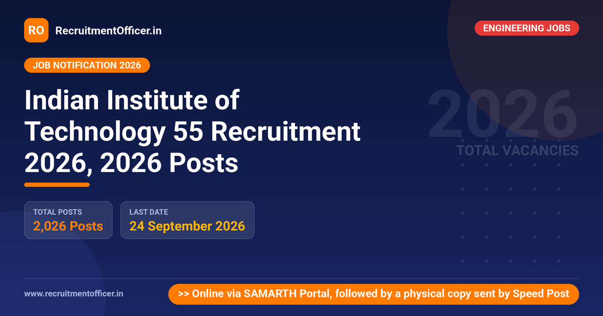Indian Institute of Technology 55 Recruitment 2026, 2026 Posts - RecruitmentOfficer.in