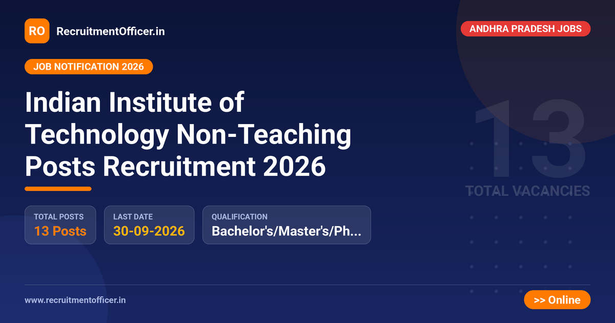 Indian Institute of Technology Non-Teaching Posts Recruitment 2026 - RecruitmentOfficer.in