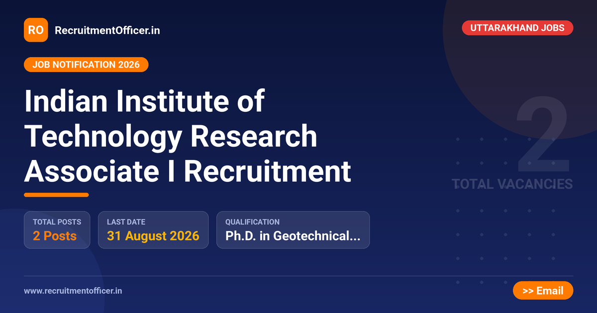 Indian Institute of Technology Research Associate I Recruitment 1 Indian Institute of Technology Research Associate I Recruitment - RecruitmentOfficer.in