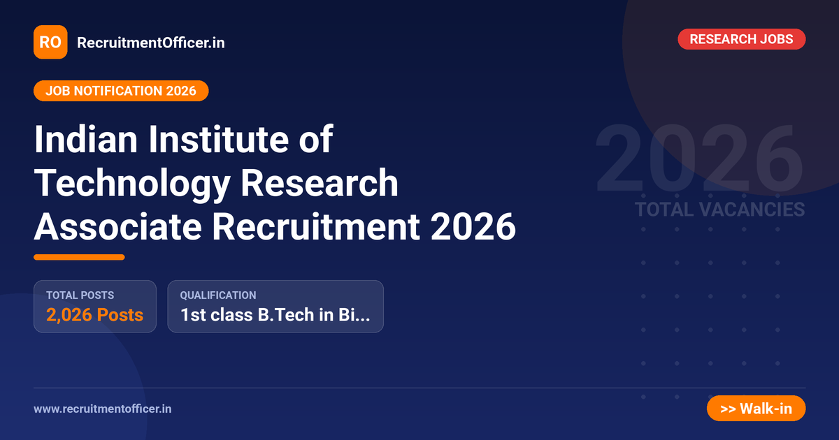 Indian Institute of Technology Research Associate Recruitment 2026 - RecruitmentOfficer.in