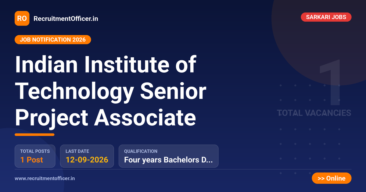 Indian Institute of Technology Senior Project Associate - RecruitmentOfficer.in