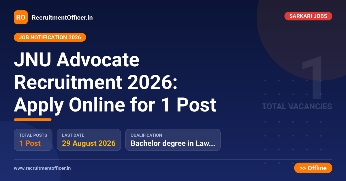 JNU Advocate Recruitment 2026: Apply Online for 1 Post - RecruitmentOfficer.in
