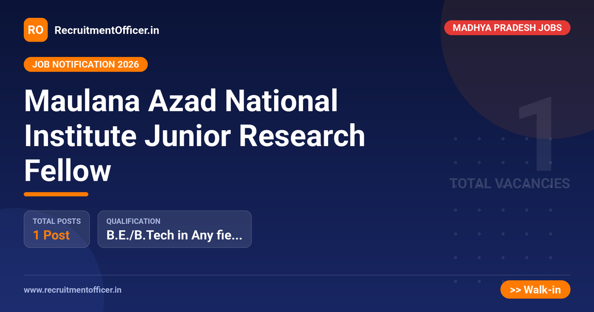Maulana Azad National Institute Junior Research Fellow - RecruitmentOfficer.in