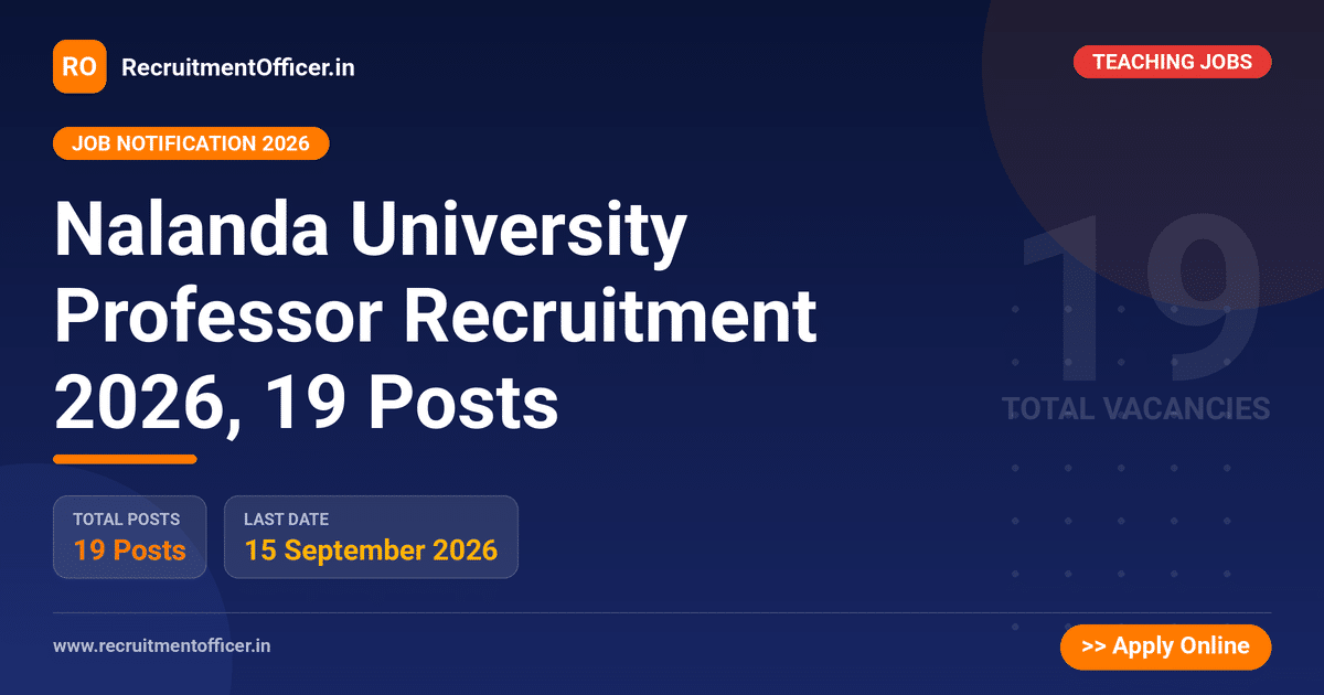 Nalanda University Professor Recruitment 2026, 19 Posts - RecruitmentOfficer.in