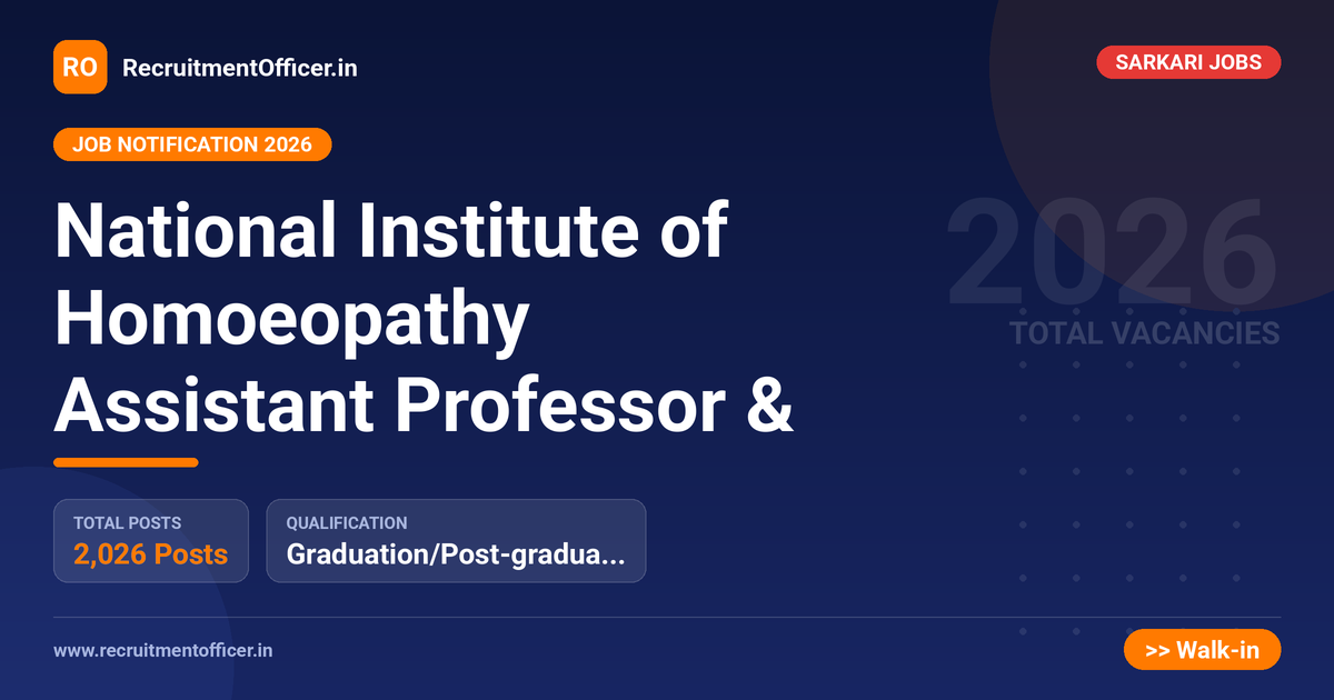 National Institute of Homoeopathy Assistant Professor & - RecruitmentOfficer.in