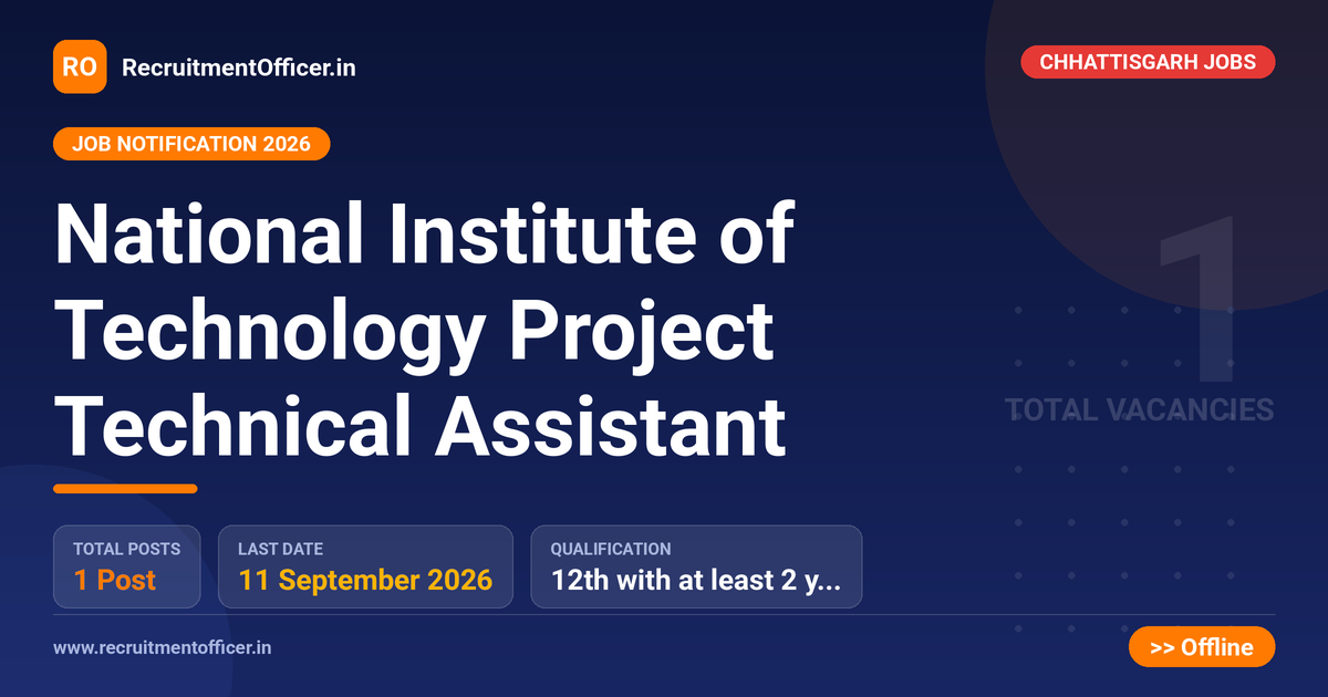 National Institute of Technology Project Technical Assistant - RecruitmentOfficer.in