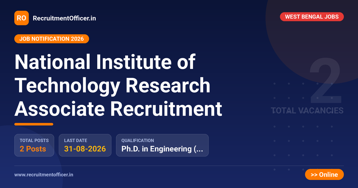 National Institute of Technology Research Associate Recruitment - RecruitmentOfficer.in
