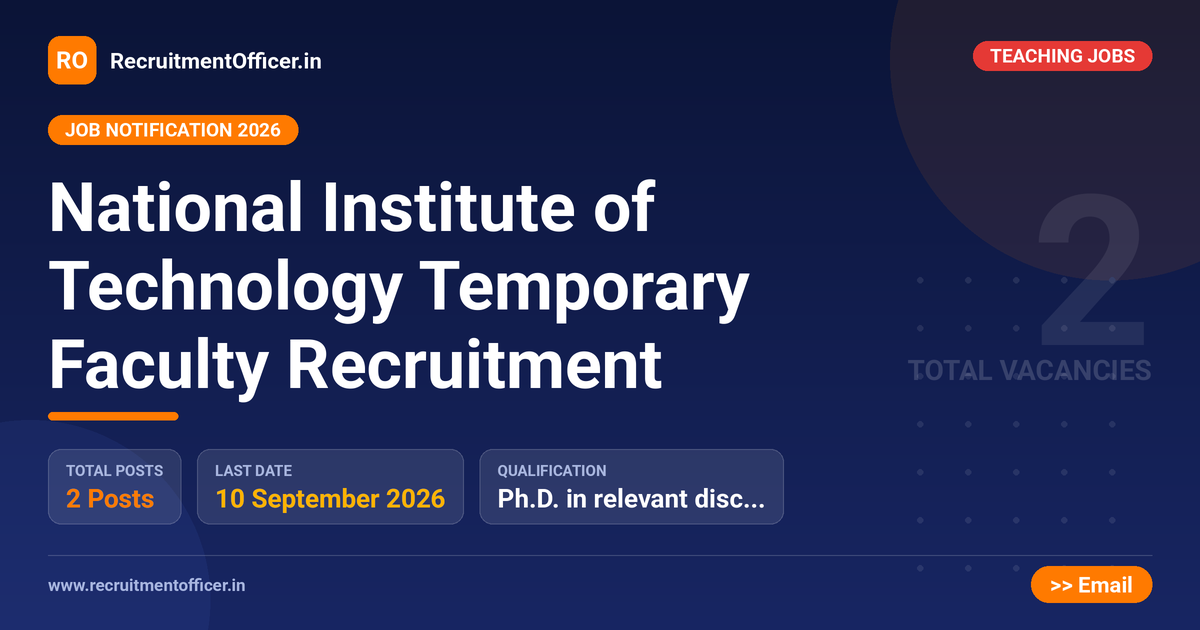 National Institute of Technology Temporary Faculty Recruitment - RecruitmentOfficer.in