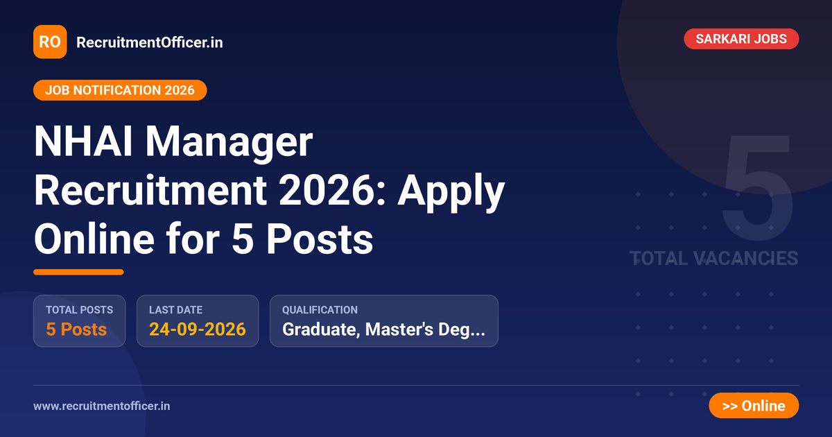 NHAI Manager Recruitment 2026: Apply Online for 5 Posts 1 NHAI Manager Recruitment 2026: Apply Online for 5 Posts - RecruitmentOfficer.in