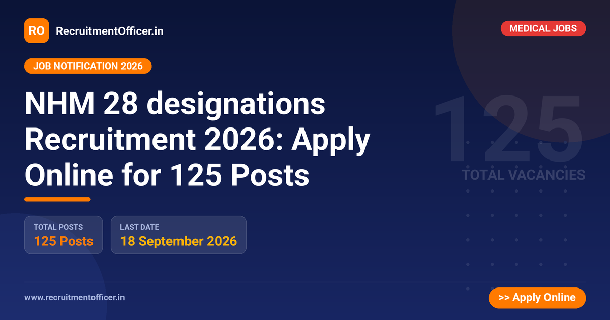 NHM 28 designations Recruitment 2026: Apply Online for 125 Posts 1 NHM 28 designations Recruitment 2026: Apply Online for 125 Posts - RecruitmentOfficer.in