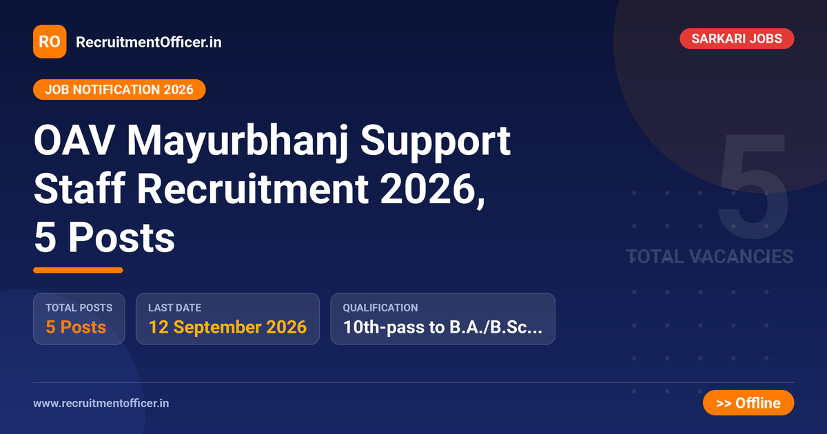 OAV Mayurbhanj Support Staff Recruitment 2026, 5 Posts - RecruitmentOfficer.in