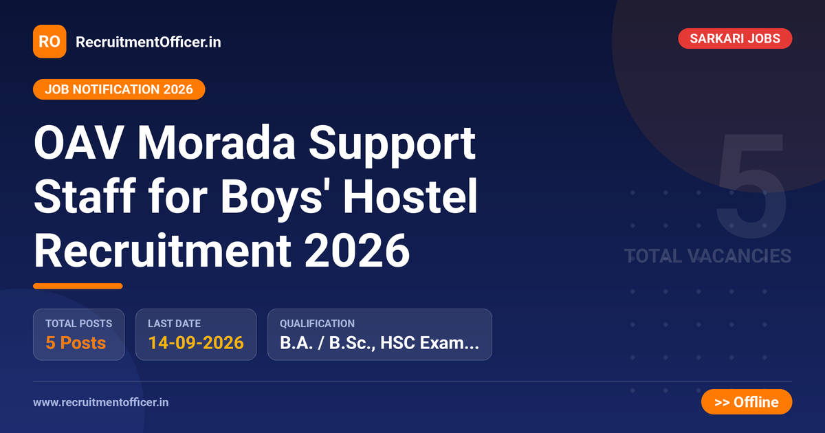 OAV Morada Support Staff for Boys' Hostel Recruitment 2026 1 OAV Morada Support Staff for Boys' Hostel Recruitment 2026 - RecruitmentOfficer.in