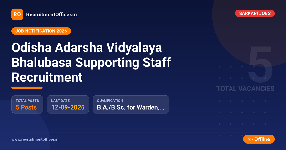 Odisha Adarsha Vidyalaya Bhalubasa Supporting Staff Recruitment 1 Odisha Adarsha Vidyalaya Bhalubasa Supporting Staff Recruitment - RecruitmentOfficer.in