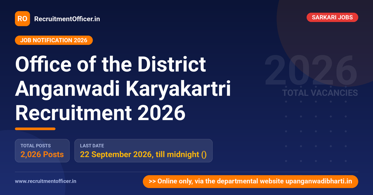 Office of the District Anganwadi Karyakartri Recruitment 2026 - RecruitmentOfficer.in