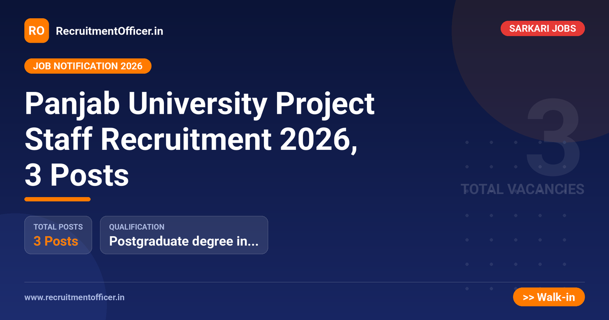 Panjab University Project Staff Recruitment 2026, 3 Posts - RecruitmentOfficer.in