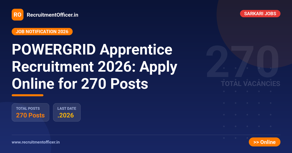 POWERGRID Apprentice Recruitment 2026: Apply Online for 270 Posts - RecruitmentOfficer.in