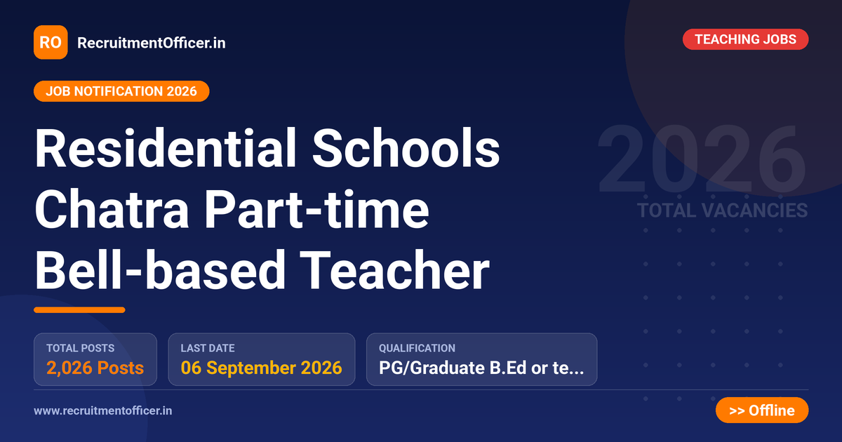 Residential Schools Chatra Part-time Bell-based Teacher - RecruitmentOfficer.in