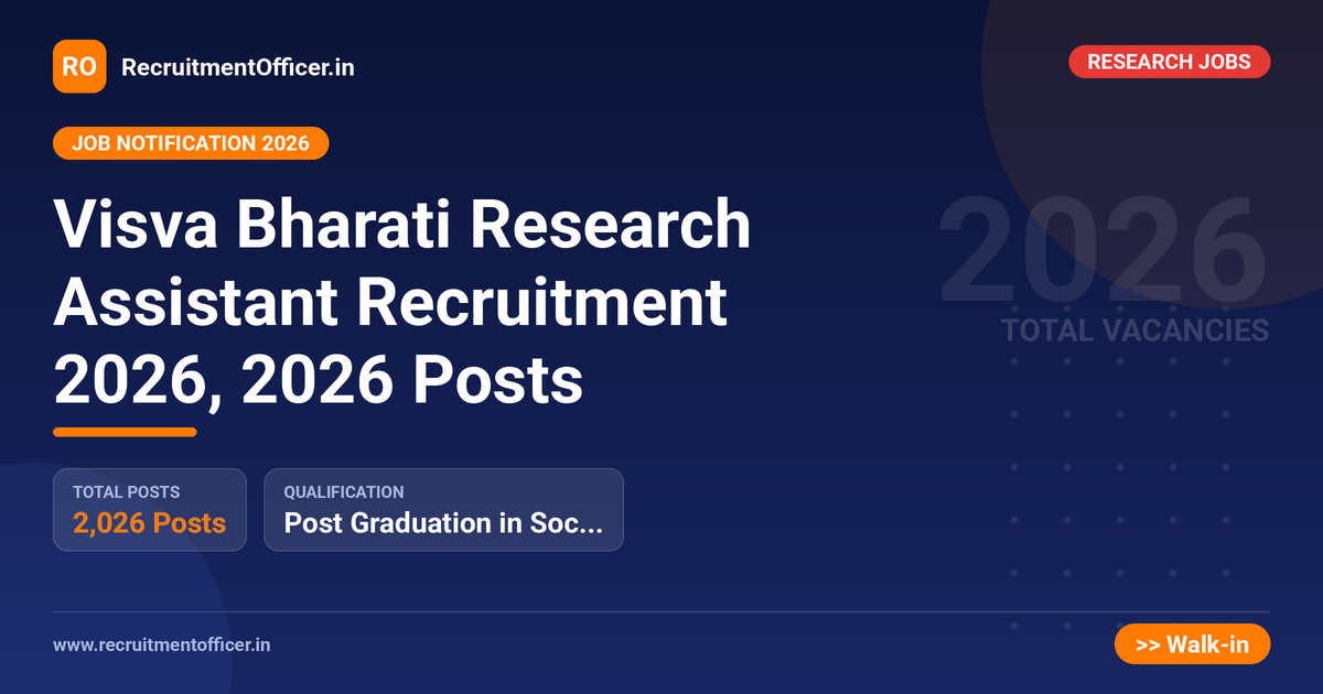 Visva Bharati Research Assistant Recruitment 2026, 2026 Posts - RecruitmentOfficer.in