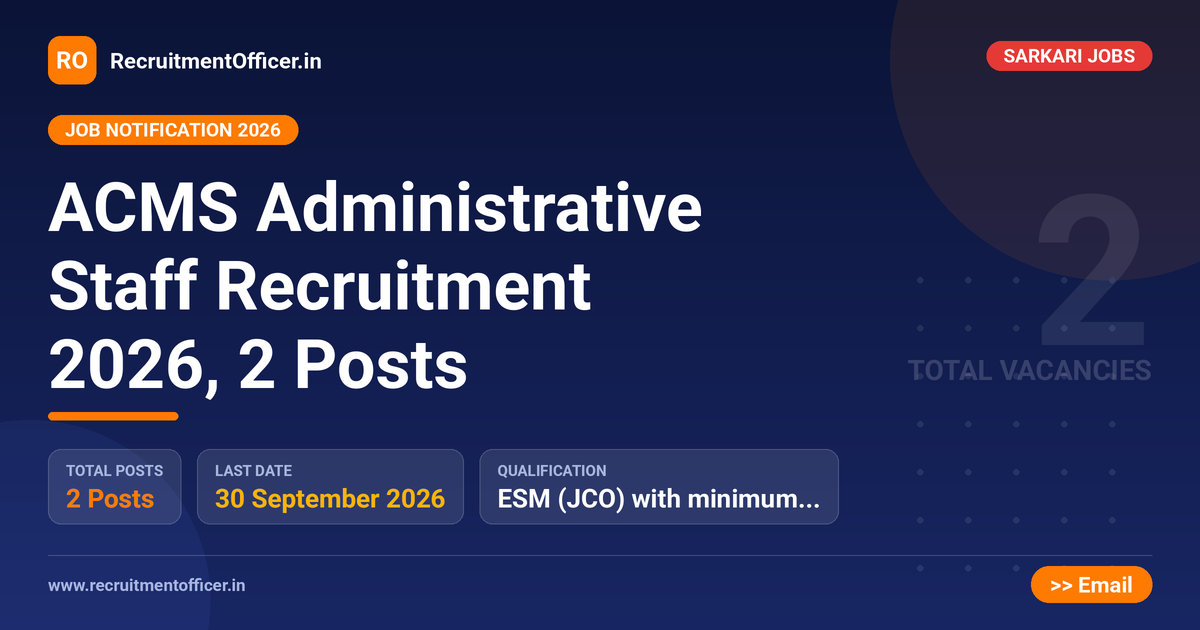 ACMS Administrative Staff Recruitment 2026, 2 Posts 1 ACMS Administrative Staff Recruitment 2026, 2 Posts - RecruitmentOfficer.in