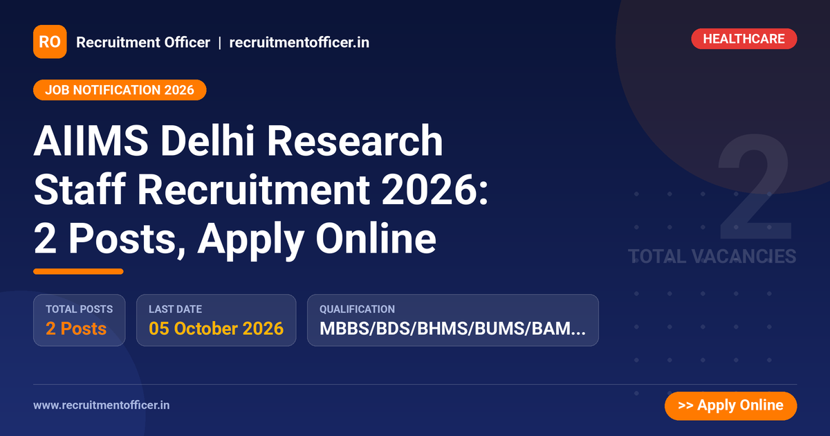 AIIMS Delhi Research Staff Recruitment 2026: 2 Posts, Apply Online 1 AIIMS Delhi Research Staff Recruitment 2026: 2 Posts, Apply Online - NRAI nrai.in