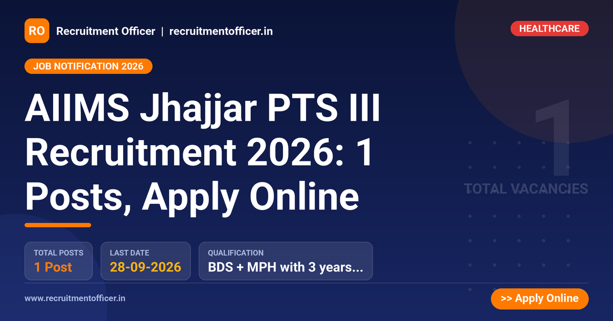 AIIMS Jhajjar PTS III Recruitment 2026: 1 Posts, Apply Online 1 AIIMS Jhajjar PTS III Recruitment 2026: 1 Posts, Apply Online - NRAI nrai.in