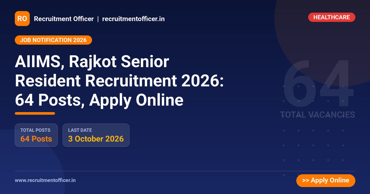 AIIMS, Rajkot Senior Resident Recruitment 2026: 64 Posts, Apply Online - NRAI nrai.in