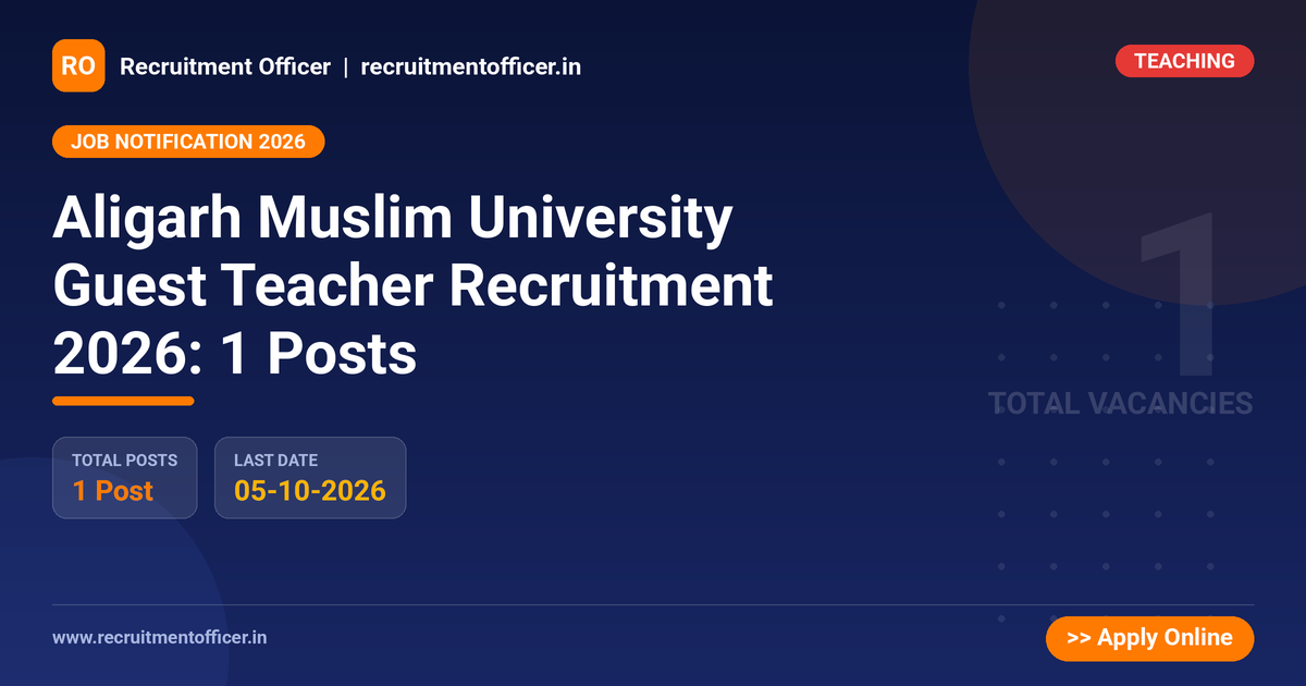 Aligarh Muslim University Guest Teacher Recruitment 2026: 1 Posts 1 Aligarh Muslim University Guest Teacher Recruitment 2026: 1 Posts - NRAI nrai.in