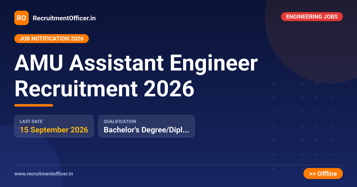 AMU Assistant Engineer Recruitment 2026 - RecruitmentOfficer.in