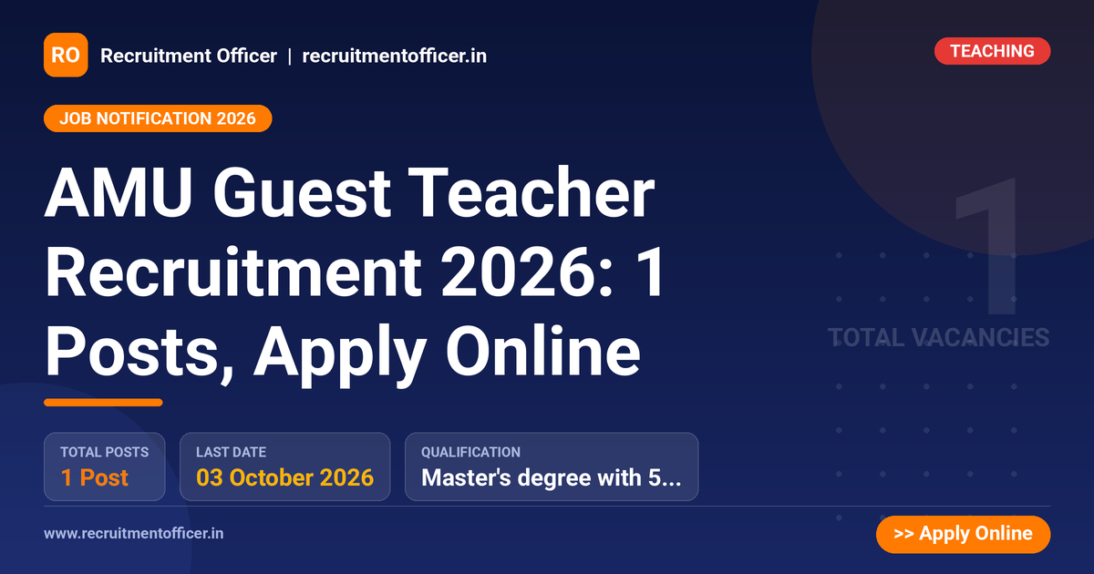 AMU Guest Teacher Recruitment 2026: 1 Posts, Apply Online 1 AMU Guest Teacher Recruitment 2026: 1 Posts, Apply Online - NRAI nrai.in