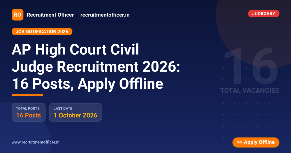 AP High Court Civil Judge Recruitment 2026: 16 Posts, Apply Offline 1 AP High Court Civil Judge Recruitment 2026: 16 Posts, Apply Offline - NRAI nrai.in