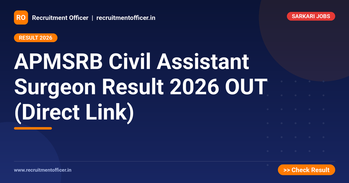 APMSRB Civil Assistant Surgeon Result 2026 OUT (Direct Link) - NRAI nrai.in