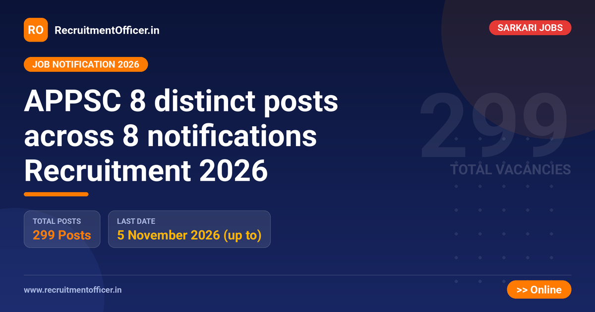 APPSC 8 distinct posts across 8 notifications Recruitment 2026 1 APPSC 8 distinct posts across 8 notifications Recruitment 2026 - RecruitmentOfficer.in